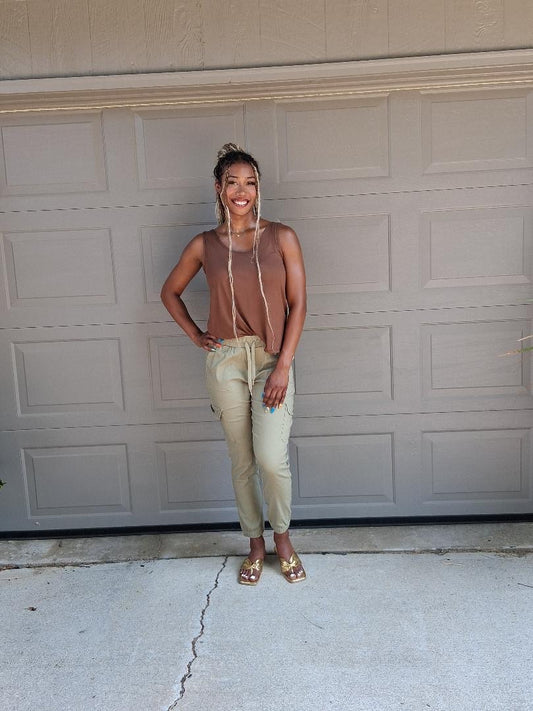 She Moves Sage Utility Cargo Joggers