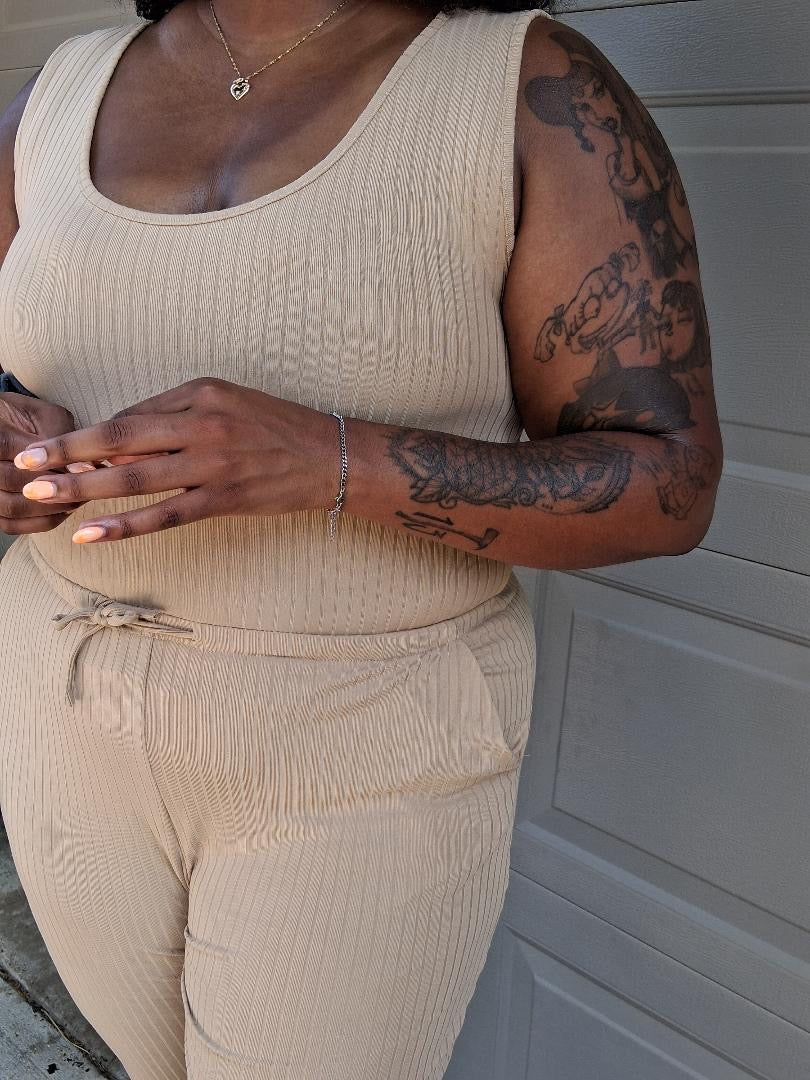 Slow Morning Khaki Ribbed Jumpsuit

    Curve Exclusive