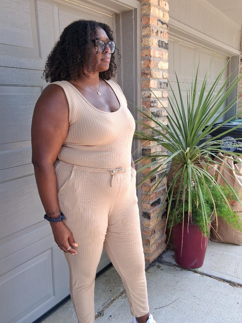 Slow Morning Khaki Ribbed Jumpsuit

    Curve Exclusive